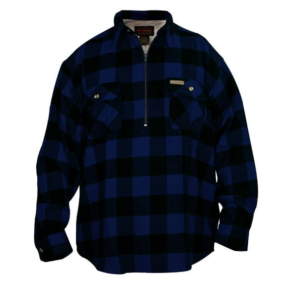 Hickory Shirt Co. Buffalo Flannel Plaid 1/2 Zip Shirt Jacket, Blue/Black - 2X-Large