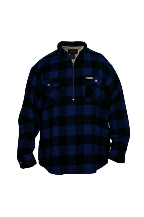Hickory Shirt Co. Buffalo Flannel Plaid 1/2 Zip Shirt Jacket, Blue/Black - Large
