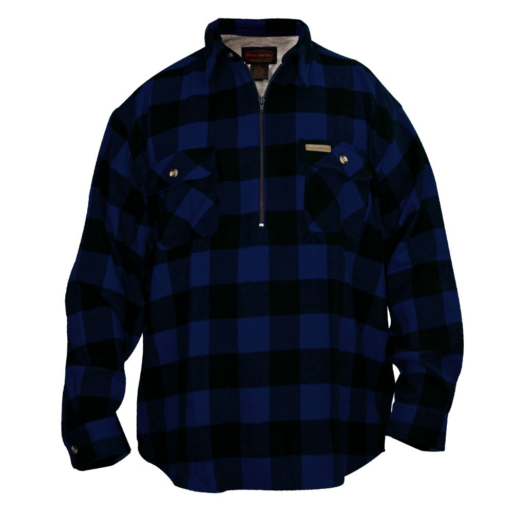 Hickory Shirt Co. Buffalo Flannel Plaid 1/2 Zip Shirt Jacket, Blue ...