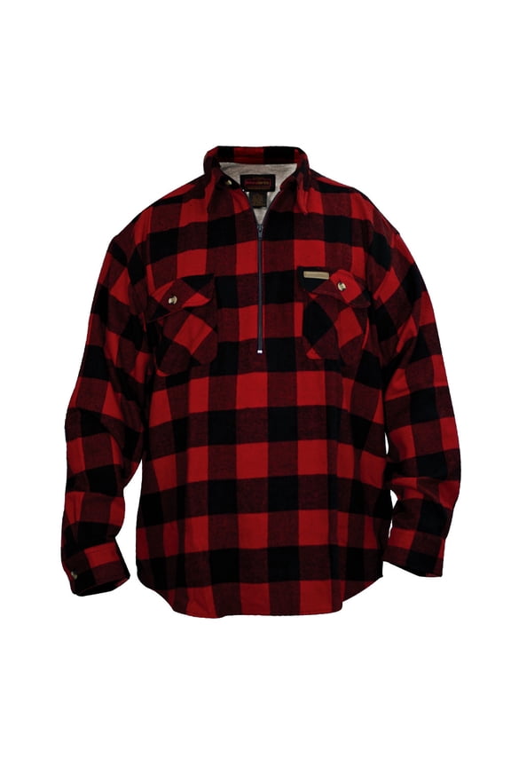 Hickory Shirt Co. Buffalo Flannel Plaid 1/2 Zip Shirt Jacket, Red/Black - 2X-Large
