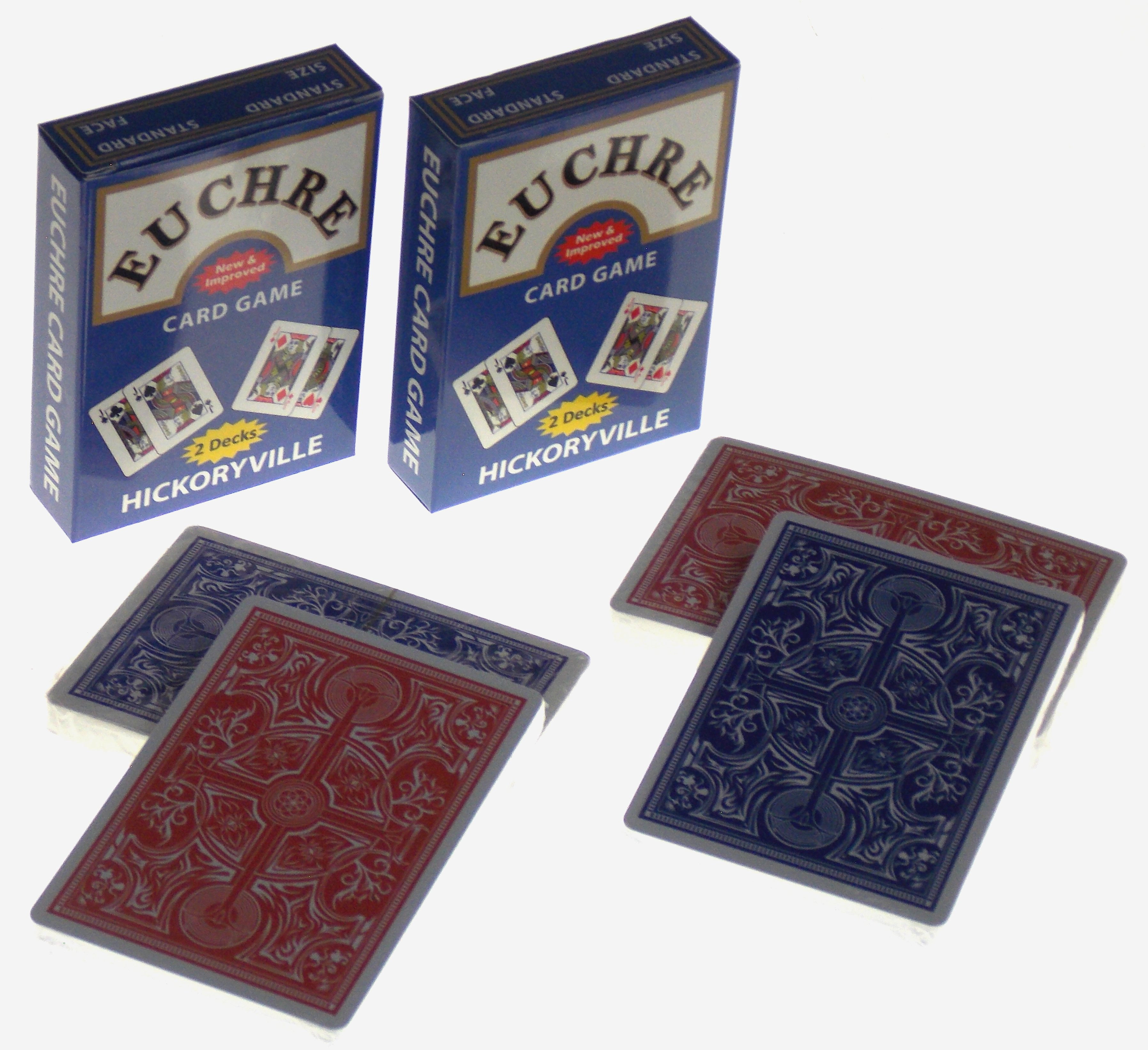 Hickoryville Euchre Card Game - 4 Specialty Decks Pre-Stripped to