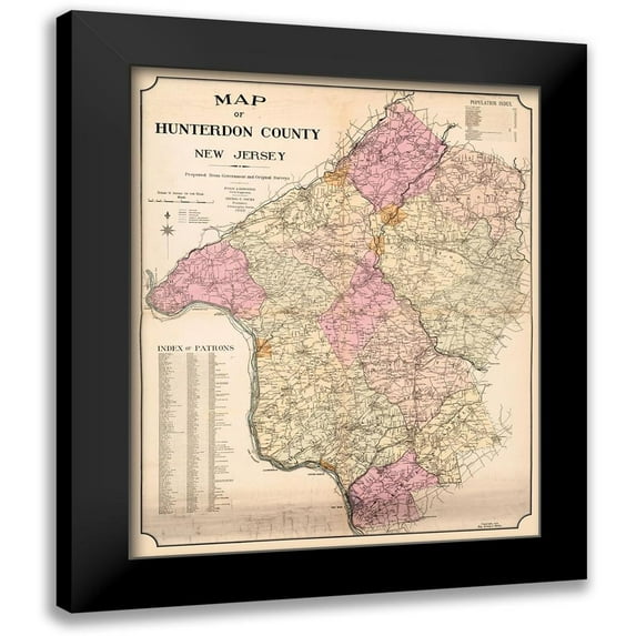 Hicks 12x14 Black Modern Framed Museum Art Print Titled - Hunterdon New Jersey - Hicks 1902