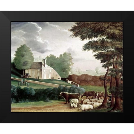 Hicks, Edward 24x20 Black Modern Framed Museum Art Print Titled - Grave of William Penn