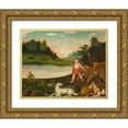 thumbnail image 1 of Hicks, Edward 24x20 Gold Ornate Wood Framed with Double Matting Museum Art Print Titled - The Peaceable Kingdom, 1 of 4