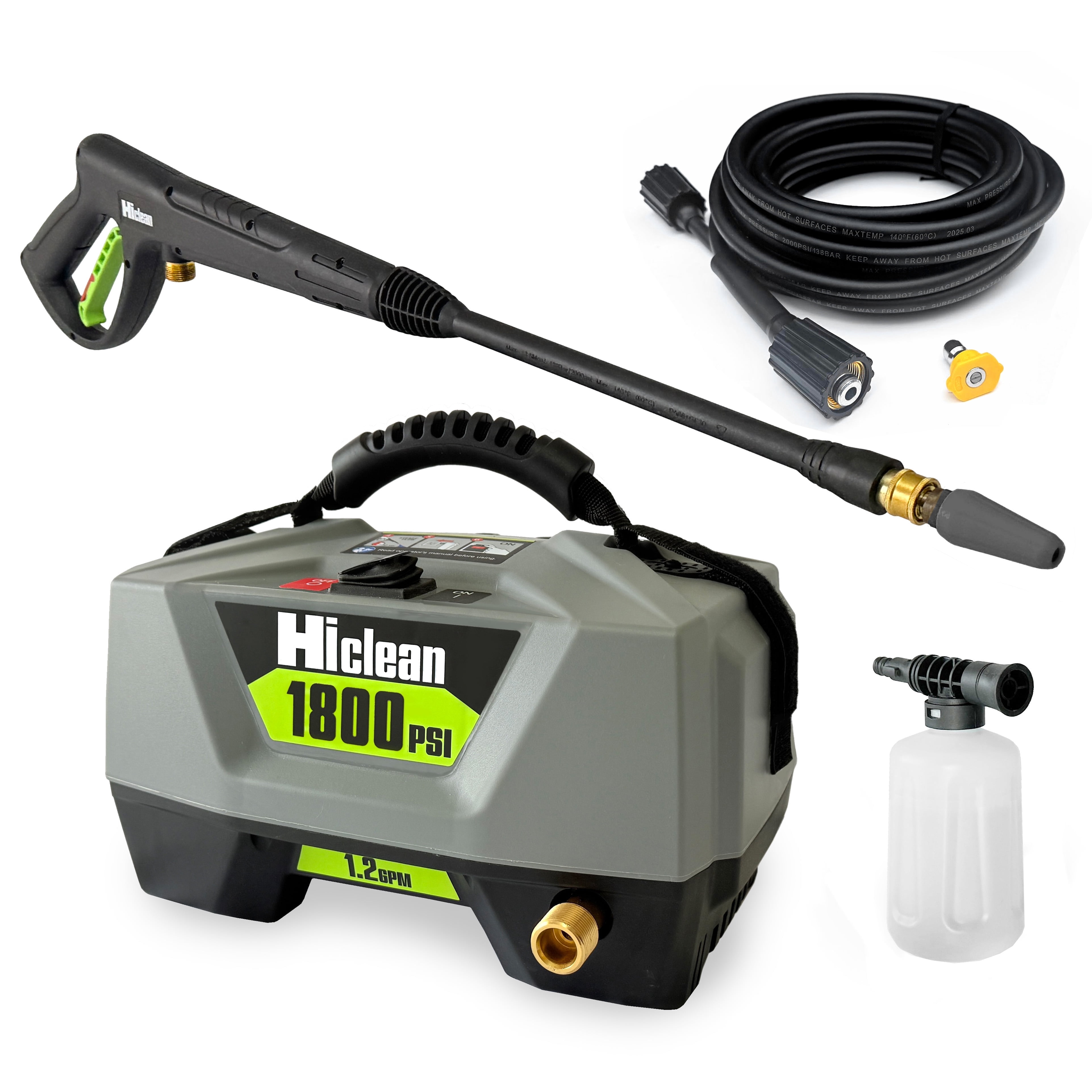 Hiclean 1800 PSI Electric Pressure Washer, Small, Powerful, ETL Safety Certified