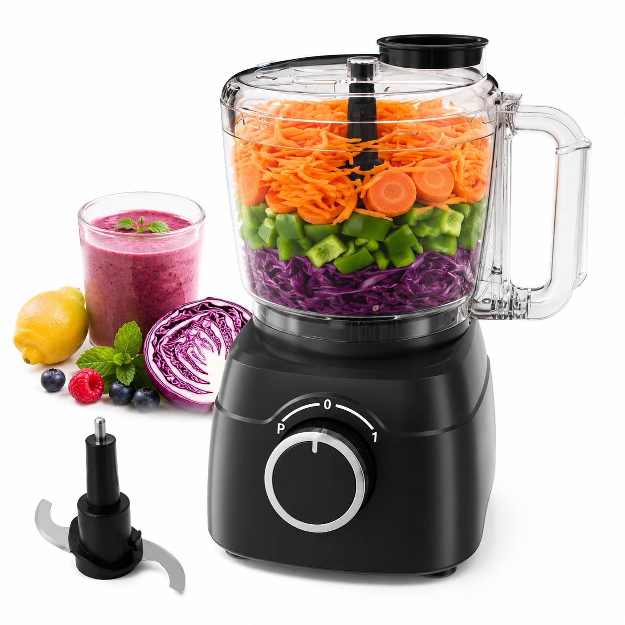Hicloud 5‑Cup Electric Food Processor, Food Chopper & Meat Grinder for Vegetables, Meat & Nuts, 1‑Speed Plus Pulse Mode, Dishwasher‑Safe Parts