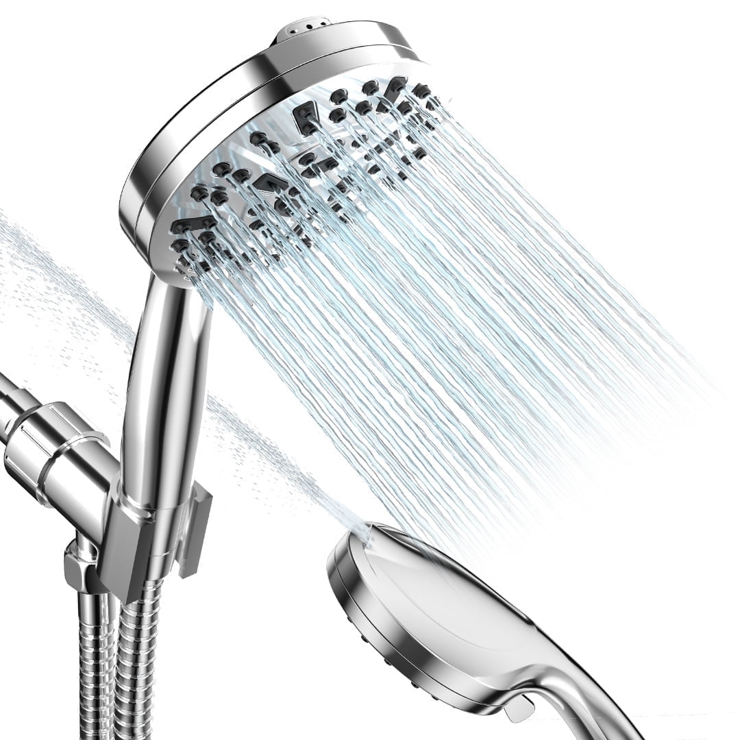 Hicloud Shower Head with Handheld, Filtered Shower Head with 8-Setting, High Pressure Shower Head, Silver BU01