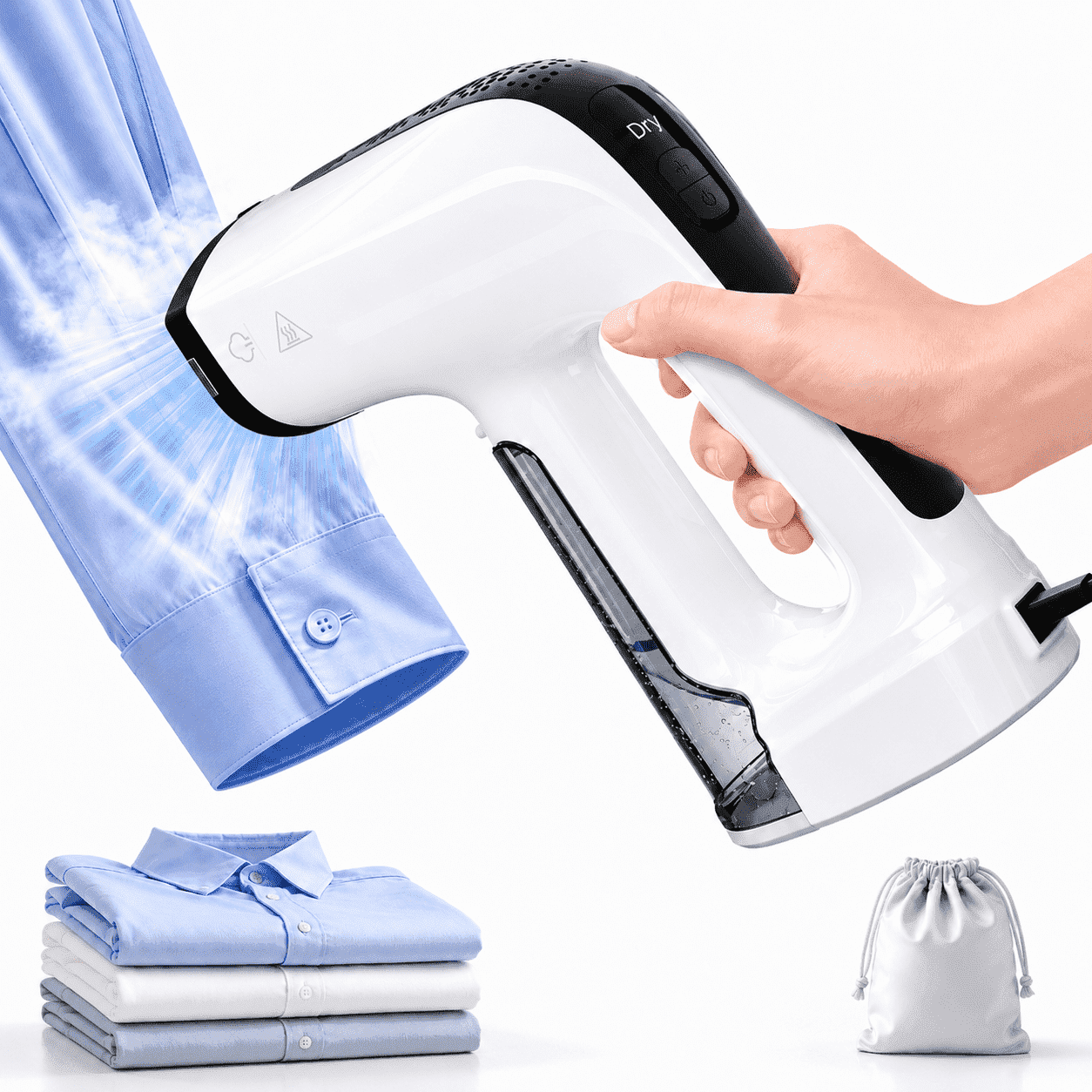 Hicloud Vacuum Steamer, Handheld  Travel Garment Steamer for Clothes, 2500Pa Suction for Clothes Grips, Steaming & Ironing 2 In 1, 3 Modes