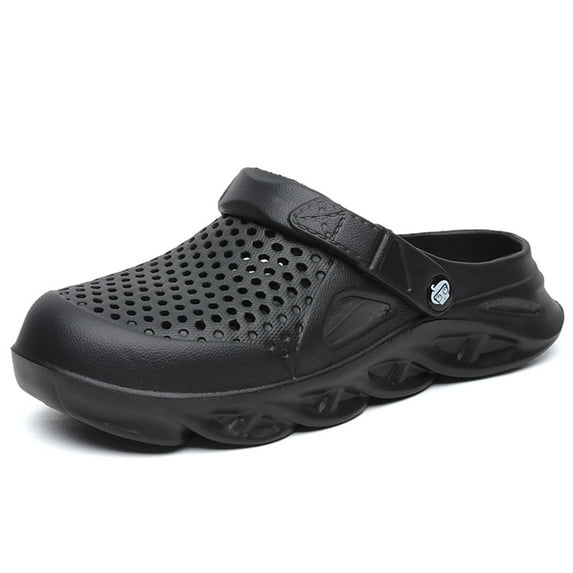 Hicooer COMFYHOME Oversized Garden Shoes for Men and Women Lightweight & Comfy Stylish Plus-Size Footwear Black