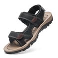 thumbnail image 1 of Hicooer GOOHIK Men's Leather Sandals Hiking Outdoor Water Beach Sports Mens Sandals for Summer with Open Toe Adjustable Straps Black, 1 of 9