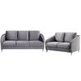 thumbnail image 1 of Hida 2 Piece Sofa and Loveseat Set, Diamond Stitching, Smooth Gray Velvet, 1 of 5