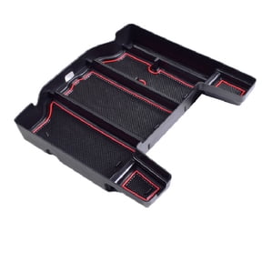 Hidden Armrest Tray Box For Dodge RAM 1500 2019-2024, Center Console Armrest Secondary Glove Storage Box Car Accessories-Black red line
