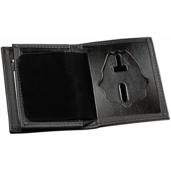 Hidden Badge Bifold Wallet Blackinton B96 Fire Department Badge and ID Case Hidden Badge Wallet (Cutout 496) Black Leather$$Office
