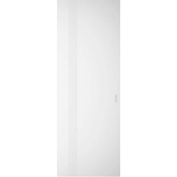 Hidden Barn | Basic 0111 Arctic White | Wood Veneer Doors | Magic Concealed Sliding Set | 18" x 80"