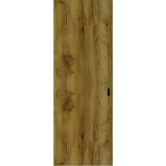Hidden Barn | Basic 3001 Antique Oak | Wood Veneer Doors | Magic Concealed Sliding Set | 18" x 80"