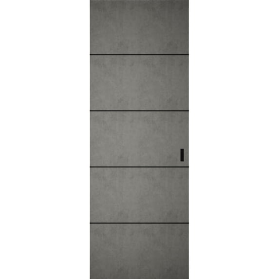Hidden Barn | Planum 0015 Concrete | Sturdy Finished Flush Modern Doors | Magic Concealed Sliding Set 36" x 84"