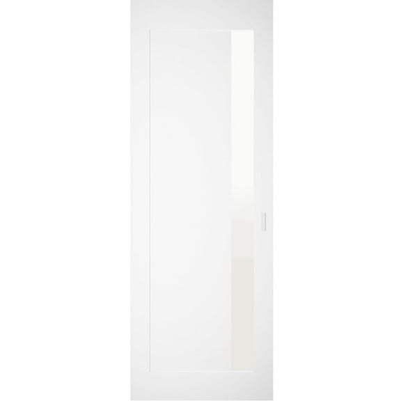 Hidden Barn | Planum 0660 Painted White with Frosted Glass | Sturdy Finished Flush Modern Doors | Magic Concealed Sliding Set 24" x 96"