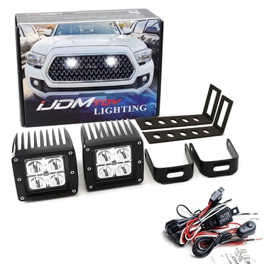 SI Hidden Grille Light Bar Hood DRL LED Pods Mount Kit For Toyota Tacoma 2016-2023