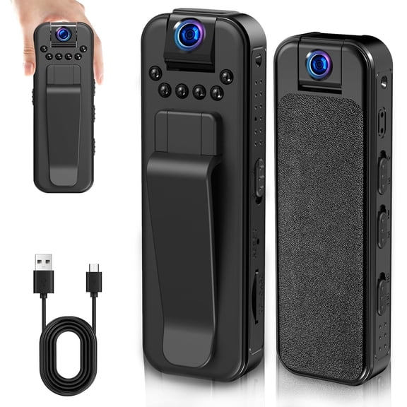 Hidden Body Camera HD 1080P Mini Body Came with Night Vision Wearable Camcorder with 180 Rotatable Lens and Sturdy Clips Small Video Recorder for Security, Indoor, Outdoor