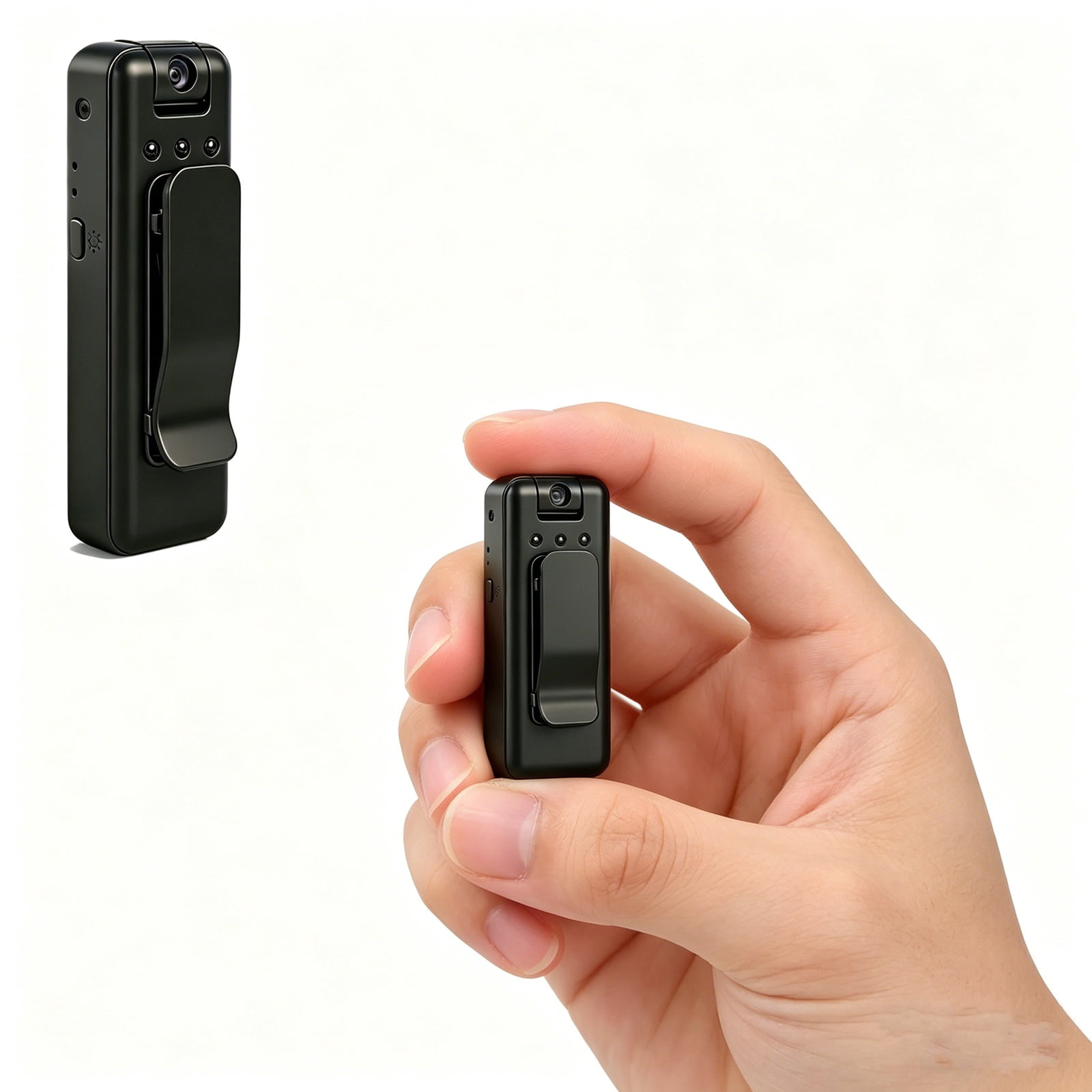 Mini portable camera with audio and video recording, POV wearable camera, patrol video camera with night vision, camera for security work, recording and travel