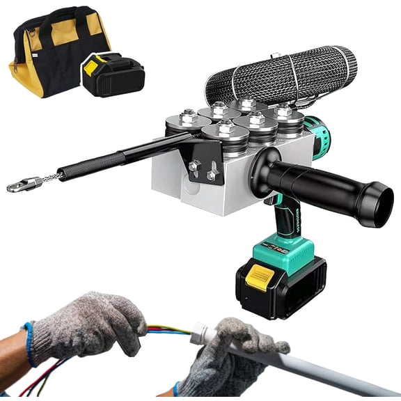 Hidden Cable Electric Cable Pulling Tool for Straight or Coiled Pipe,Fully Automatic Threading Machine,Electrician Cable Threading Device with 6PCS Pulley&30m Steel Wire Lead