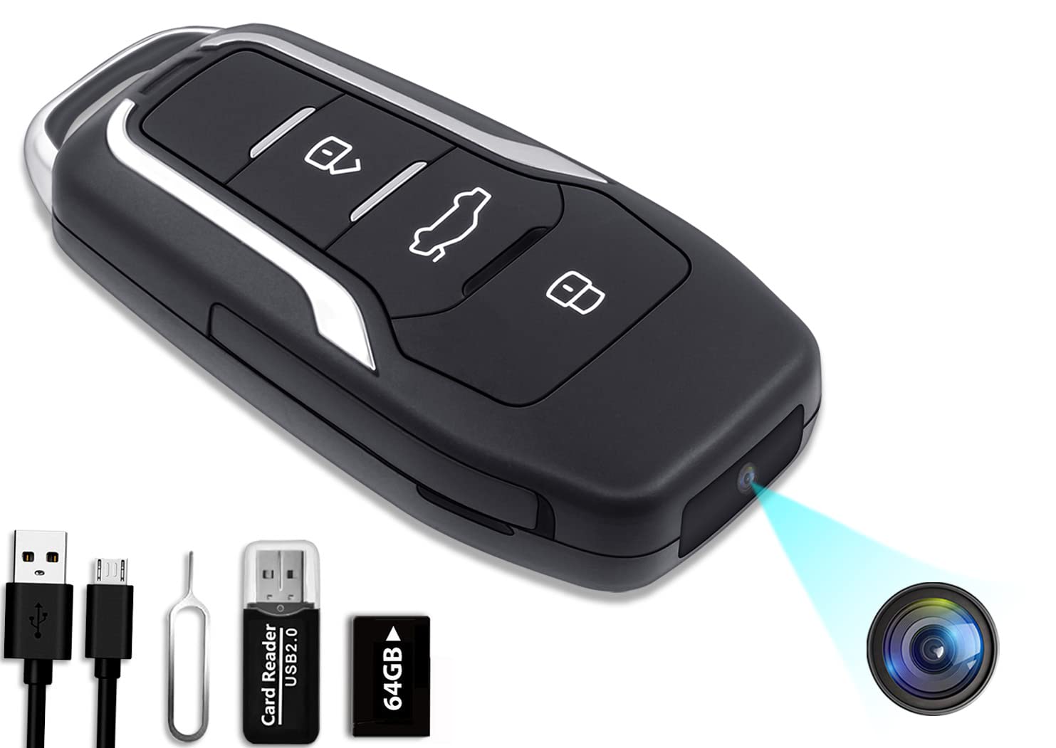 Hidden Camera 64GB Car Key Spy Camera, 360 Minutes Battery Life Camera