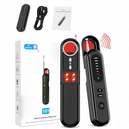 Travel & Home – GPS Tracker Finder, Hidden Camera Scanner with 5 Sensitivity Modes & Rechargeable Pen Design (Black)
