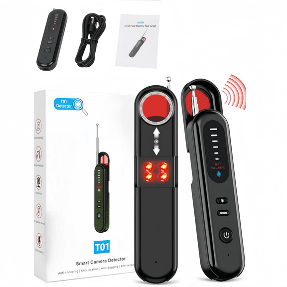 Travel & Home GPS Tracker Finder, Hidden Camera Scanner with 5 Sensitivity Modes & Rechargeable Pen Design (Black)