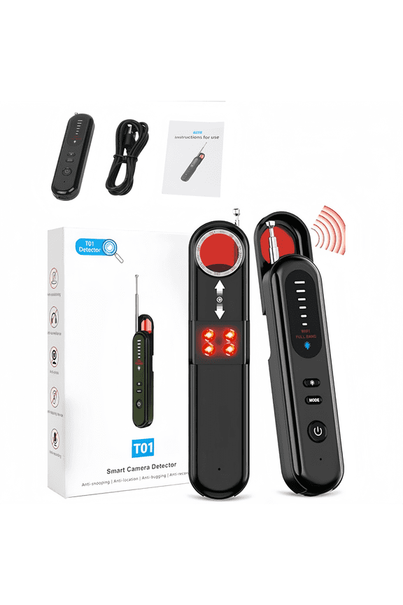 GPS Tracker & Hidden Camera Finder, Magnetic Wireless Detector with 5 Modes, Rechargeable Pen for Travel & Home (Black)