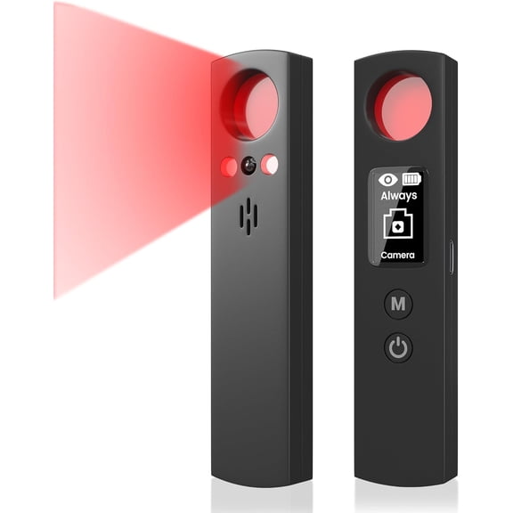 Hidden Camera Detector, 6-in-1 Anti-Spy Camera Finder w/LED Screen, GPS Tracker & Bug Sweeper Detector, Portable RF Signal Scanner, Privacy Protection for Travel, Office, Hotel, Car (Black)