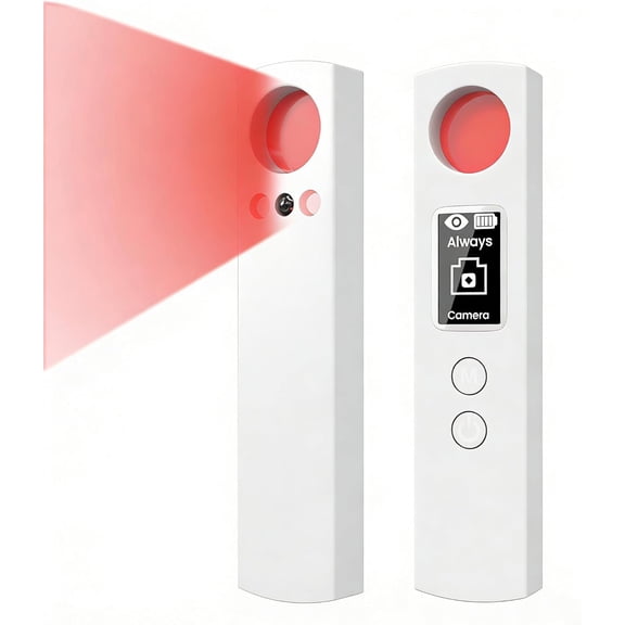 Hidden Camera Detector, 6-in-1 Anti-Spy Finder w/LED Screen, GPS Tracker & Bug Portable RF Signal Scanner, Privacy Pen Device Detector for Hotels/Car/Office (White)