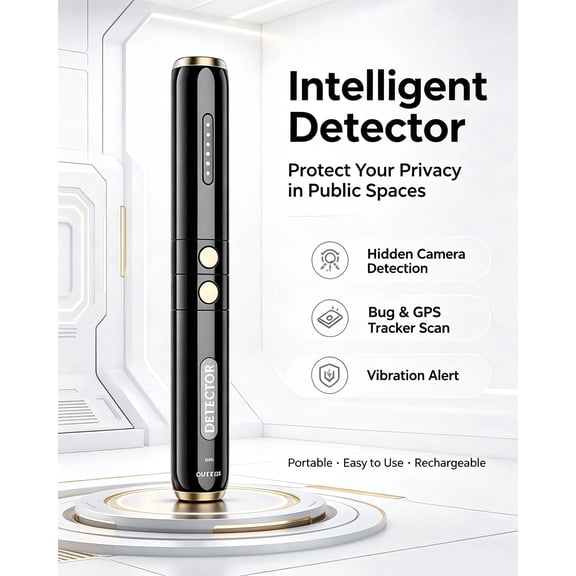 Hidden Camera Detector, Anti Spy RF Signal Bug Detector, GPS Tracker Detector with Vibration Alert, IR Lens Scan, Rechargeable Portable Privacy Protector for Hotel Office Car Travel