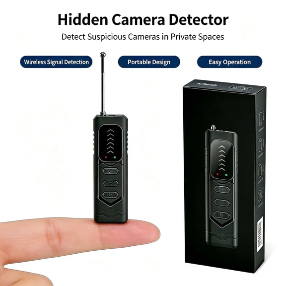 Hidden Camera Detector, Mini RF Signal & Lens Scanner, Adjustable Sensitivity Anti Spy Detector for Hotel Airbnb Travel Bathroom Privacy Protection