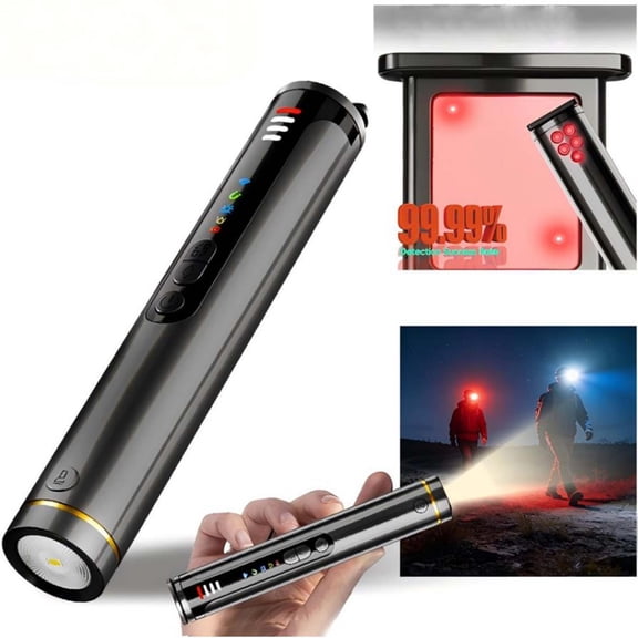 Hidden Camera Detector Pen Spy Finder Infrared Lens Anti Surveillance Device Portable for Travel Hotels Bathrooms Offices Privacy Protection Tool 6.1x3.3x1.3 Inch Battery Powered
