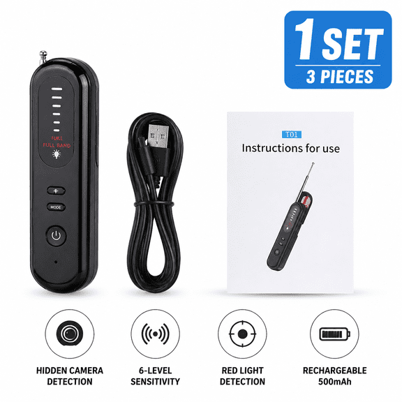 Hidden Camera Detector, Portable RF Signal Scanner Infrared Viewfinder 500mAh for Hotel Travel Office Privacy
