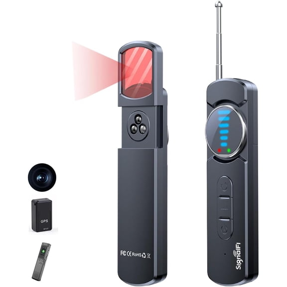 Hidden Camera Detector,Upgraded Hidden Bug and Camera Detector, Bug & GPS Tracker Detector Portable Privacy Protector for Travel/Hotel/Car, Camera Detector Spy Camera Finder with LED (Black)