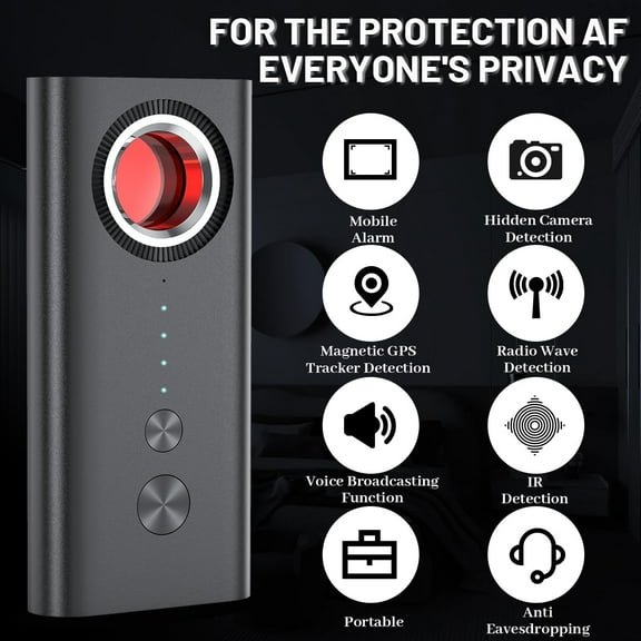 Hidden Camera Detectors, Anti-Spy Camera Detector Bug Detector GPS Tracker RF Signal Scanner Listening Devices Finder Wireless for Travel,Car, Bathroom,Office, Hotel, Black