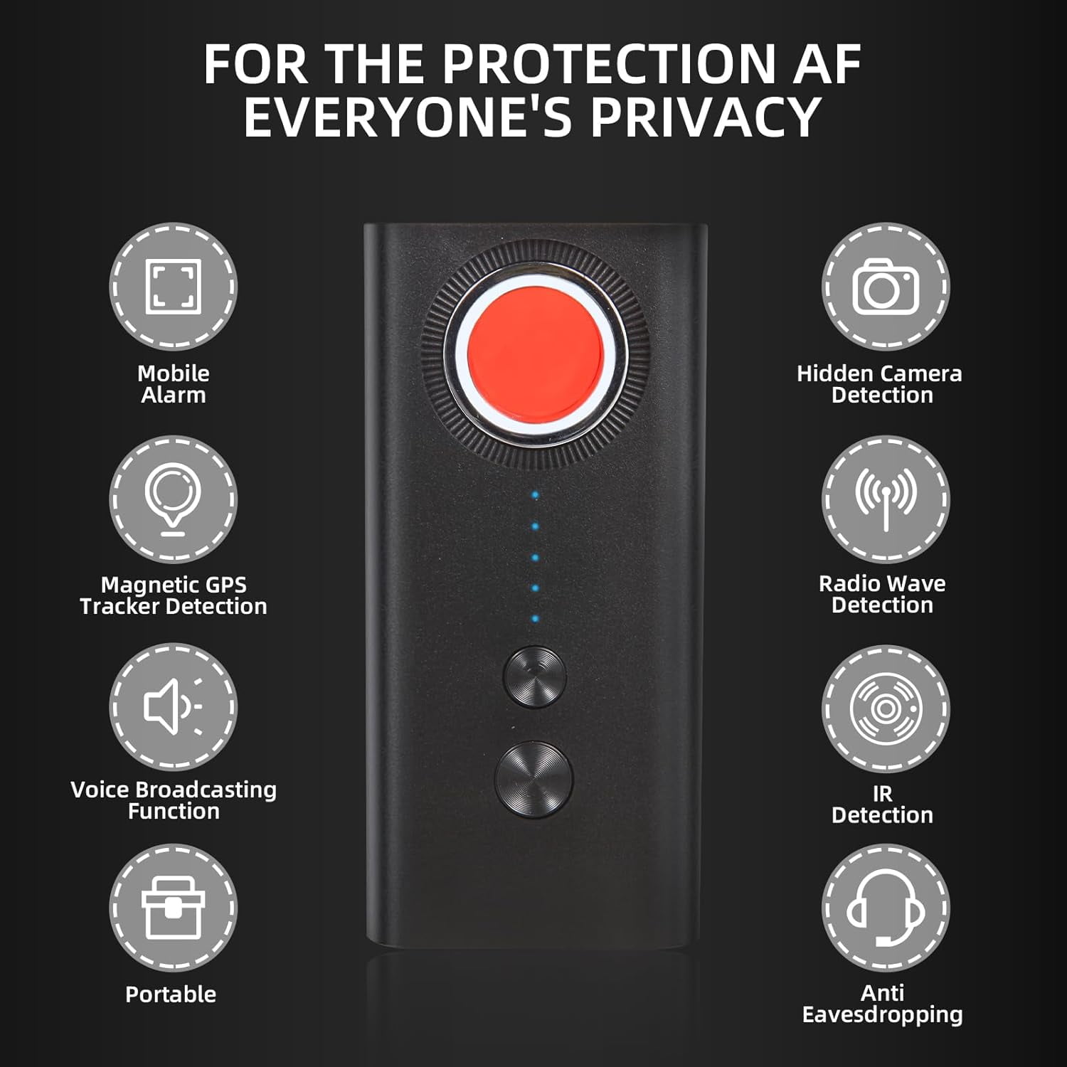 Focenat Wanzen Detektor - 6-in-1 Spy Finder Für Hotel, Büro, Reisen