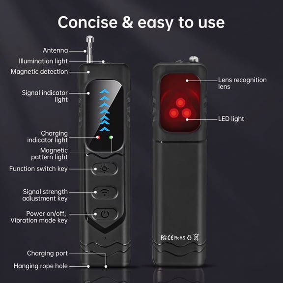 Hidden Camera Detectors  Small Anti Spy with GPS Tracker RF Detector for Wireless Cameras and Cars Tracking Device - Mini Travel Pen for Finding Spying Voice Recorder Bug Devices K33