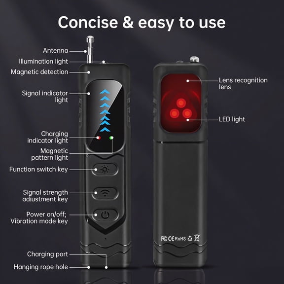 Hidden Camera Detectors  Small Anti Spy with GPS Tracker RF Detector for Wireless Cameras and Cars Tracking Device - Mini Travel Pen for Finding Spying Voice Recorder Bug Devices K33
