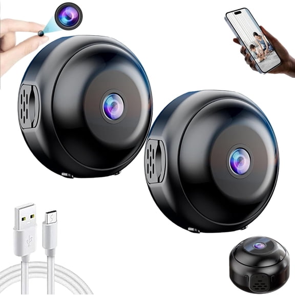 Hidden Camera HD Night Vision, No WiFi Required Tiny Camera with 64GB Card for Indoor Outdoor, 2 Piece Set