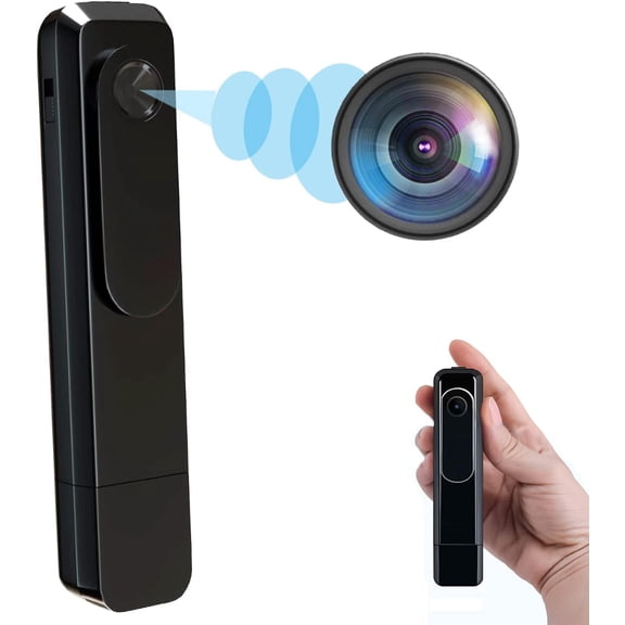 Hidden Camera Mini Body HD 1080P Portable Cop Pocket Cam with Video Recorder Nanny for Home Security, No WiFi Needed Indoor/Outdoor Security Guard Surveillance Equipment