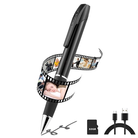 Hidden Camera Pen 1080p HD - Portable Spy Camera with Loop Recording & Photo Function - Perfect for Meetings & Home Security - 64GB