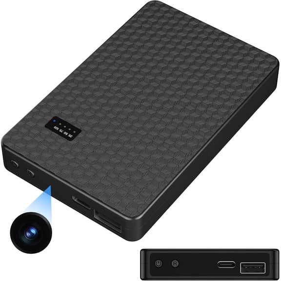 Hidden Camera Portable Charger 2K Full HD Cameras with WiFi and Night Vision 5000mAh Battery Wireless Mini Nanny Cam for Home Security Indoor Motion Detection