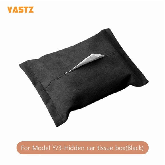Hidden Car Tissue Box For Tesla Model Y Model 3 Universal Version Under Screen Tissue Holder Suede Texture Bag Scratch - Resistant Storage Pouch