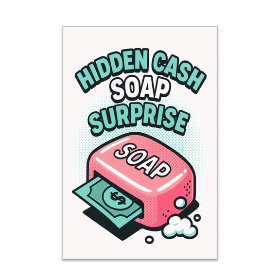 Hidden Cash Poster - 13x19 - Mint Green Pop Art Bathroom Decor