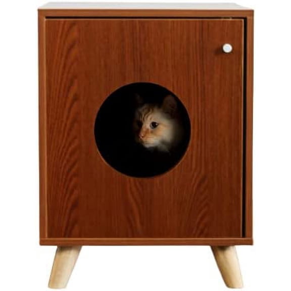 Hidden Cat Litter Box Cabinet - Concealed Pet Furniture