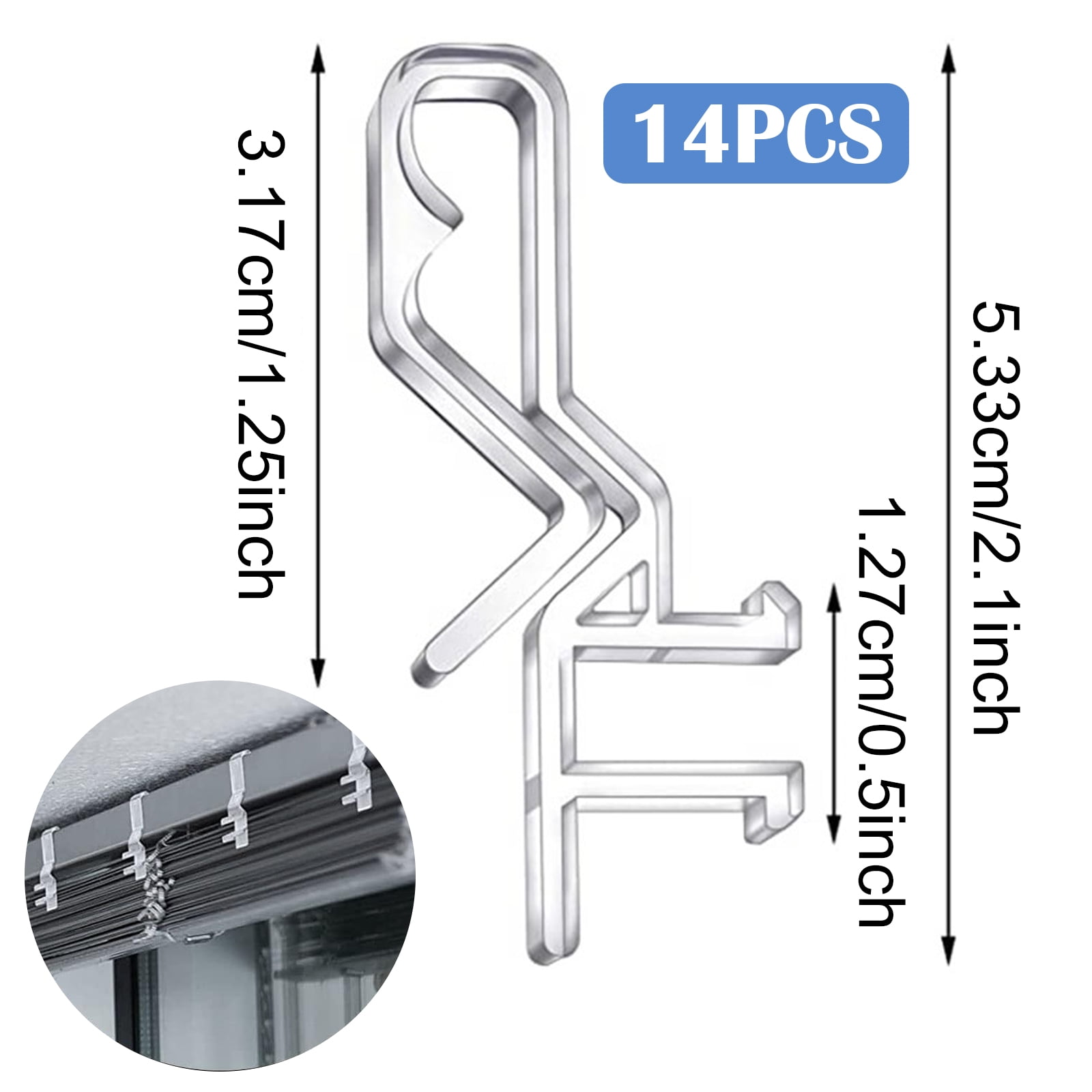 Hidden Clips, 14 PCS Transparent Plastic Valance Clips Window Valance