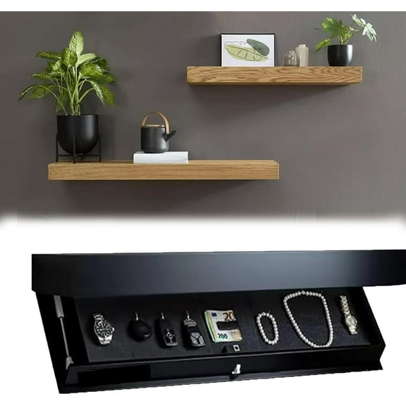 Hidden Compartment Storage, 50 lbs Capacity, Wall-Mounted Modern Shelf for Living Room/Office/Bedroom, Concealed Safe for Valuables