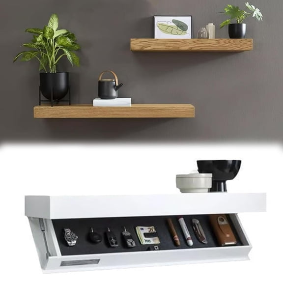 Hidden Compartment Wall Shelf, 50 lb Wall Mounted Storage Shelf for Valuables, Colors